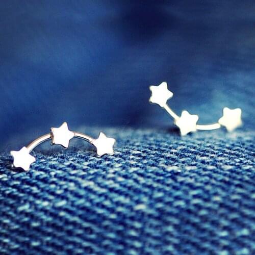 Daisies Real Pure 925 Sterling Silver 3 Stars Stud Earrings For Women Girls Christmas Gift Hot Fashion sterling-silver-jewelry