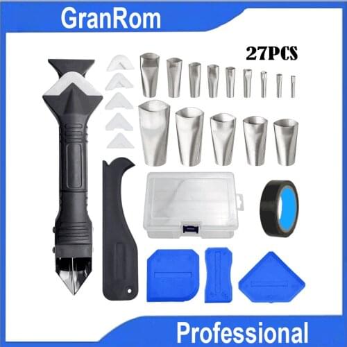 Multi-Functional Corner Caulking Tool 27pcs Stainless Steel Squeegee Metal Scraper Seam Cleaner for Kitchen Bathroom Window