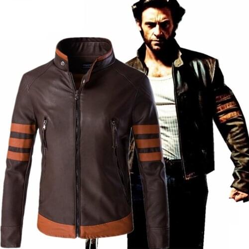 Cosplay X-Men Wolverines James Logan Howlett PU Motorcycle Suede Jacket Male Windbreaker 5XL Brown