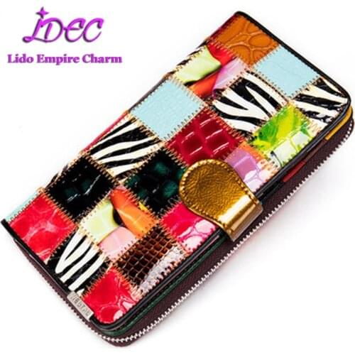 New Fashion Womens Wallet Mobile Bag Lattice Multicolor Genuine Leather Wallet