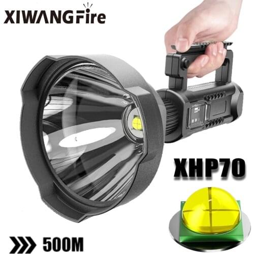 XHP70.2 Strong Light Portable Searchlight Outdoor Lighting LED Flashlight Long-range Waterproof Rechargeable Portable Lamp Torch