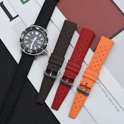 High Quality Tropic Fluorine Rubber Strap 20mm 22mm Quick Release Bar Watchbands For Seiko SRP777J1 Diving Waterproof Wrist Band
