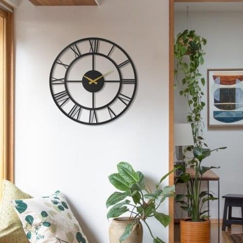 ROMAN METAL DUVAR SAATİ ŞIK DEKORATİF SÜS DEKOR SAAT 49x49