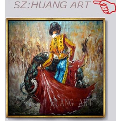 Modern Art Handpainted Strong Spain Bull Oil Painting On Canvas Abstract Animal Paintings For Living Room Office Decoration