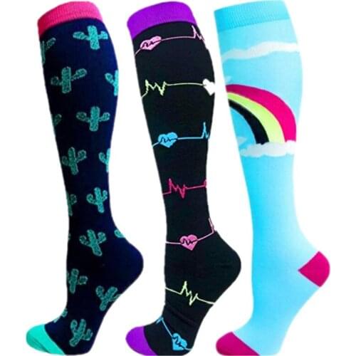 Unisex Sports Compression Socks Fit For Rugby Golf Hiking Running Compression Socks For Varicose Veins Men Travel Cycling Socks