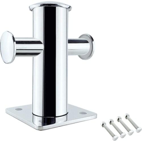 Solid M Stainless Steel Single Cross Bollard Boat Yacht Heavy Duty Cleat Mooring Bitt for Yacht Sailing Deck Cabin Hardware