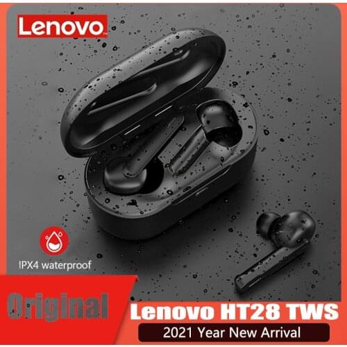 Original Lenovo HT28 TWS True Wireless Bluetooth Earphone Deep Bass Earbuds Touch Control Auto Connect Headset for Android/IOS