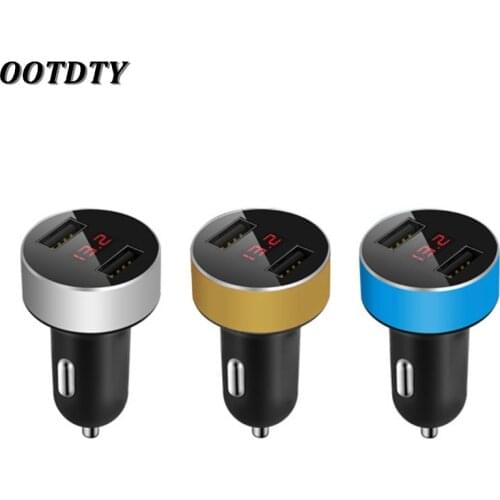 OOTDTY Universal USB Car Charger Dual USB Port Adapter Charger LED Display Voltmeter Current for Tablet Mobile Phone