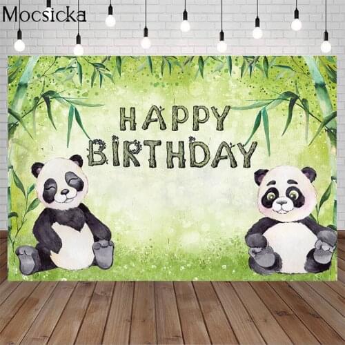 Vinyl Photography Backgrounds Kids Cute Cartoon Panda Bamboo Spring Birthday Party Decor Children Backdrop Photo Studio