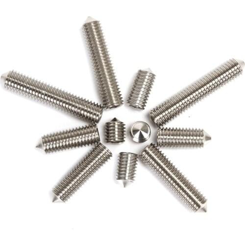 20-100pcs M4*4/5/6/8-30mm 304 Stainless Steel Grub Screws Cone Point Hexagon Hex Socket Set Screws Machine Meters Headless Screw
