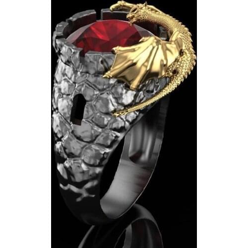 Personality Domineering Dragon Ring Carbide Jewelry Mens Boyfriend Anniversary Gift Banquet Party Band Ring Size 7-13