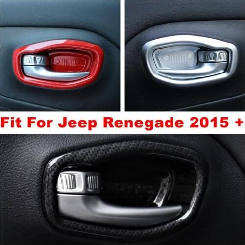 Inner Door Pull Doorknob Handle Hand Clasping Bowl Decoration Cover Trim Fit For Jeep Renegade 2015 - 2020 Interior Refit Kit