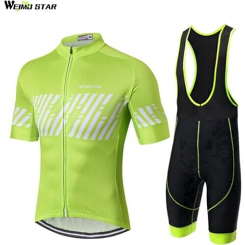 Green Mens Sportswear Cycling Wear MTB Cycling Clothing Jersey bib shorts set Team Bike uniform Cycle shirt cycling jersey suit