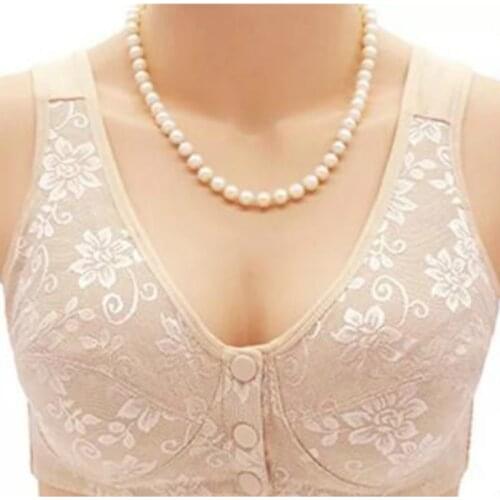 Women Plus Size Front Buckle Bras Full Cup Cotton Vest Type Underwear The Elderly Female No Steel Ring Breathable Bra