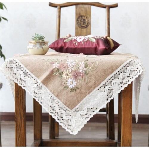 1 Set of Cross Stitch Kit Printed Stamped Round Tablecloth for 90x90cm