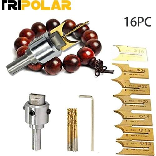 16Pcs Carbide Ball Blade Woodworking Milling Cutter Molding Tool Beads Router Bit Drills Bit Set 14-25Mm Drills Bit Set