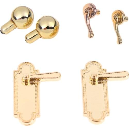 2Pcs/lot 1:12 Alloy Door Pull Handles Locks Dolls House Accessories Dollhouse Miniatures for Children Kids Toys