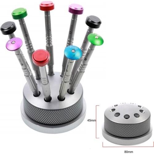 2UUL Multifunctional Mobile Phone Repair Tool Aluminum Rotating Mounting Base 9 Hole Screwdriver Set Tweezer Storage Rack