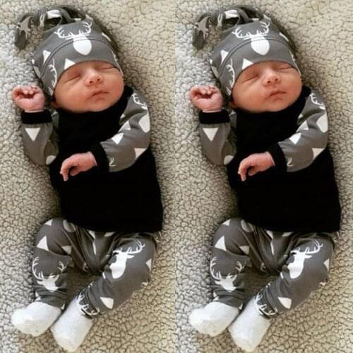3PCS/Set Baby Clothes Boys Girls Outfits Newborn set t shirt+pant+hat Cartoon Long Sleeve Children Clothing Party Costume A100