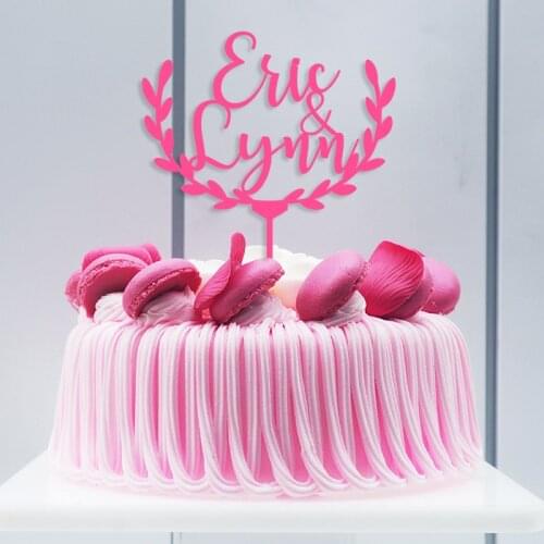 Acrylic Cake toppers for wedding wreath wedding cake topper surname wedding cake
