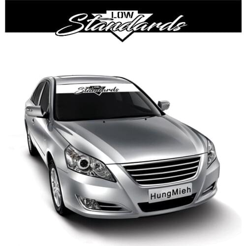 HungMieh Car Sticker 3D 145*25cm Low Standards Banner Windshield Stickers Decals Rauh Welt Style JDM Car Styling