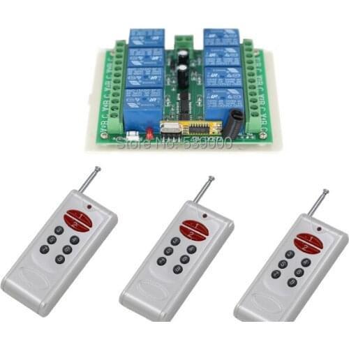 DC12V 10A 8CH RF Wireless Remote Control Switch System 3 Transmitter + 1 Receiver 315Mhz Radio Controller for GSM Power Socket