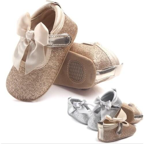 Shiny infant baby princess shoes first shoes half rubber sole soft sole non slip single shoes
