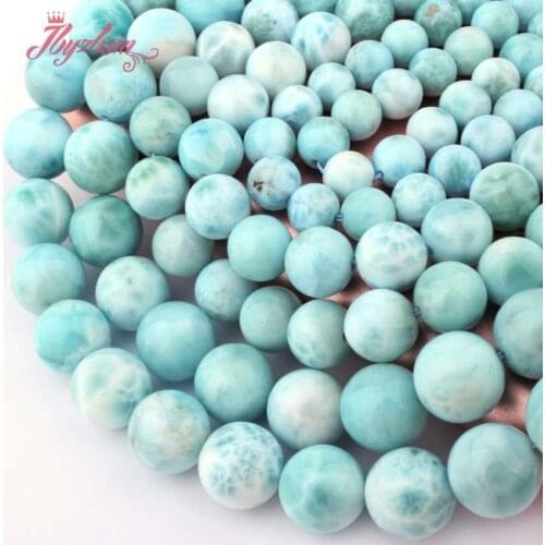 Round Blue Larimar Beads Grade AAA Natural Stone Loose Beads for Women DIY Accessories Necklace Bracelet Jewelry Making 15"