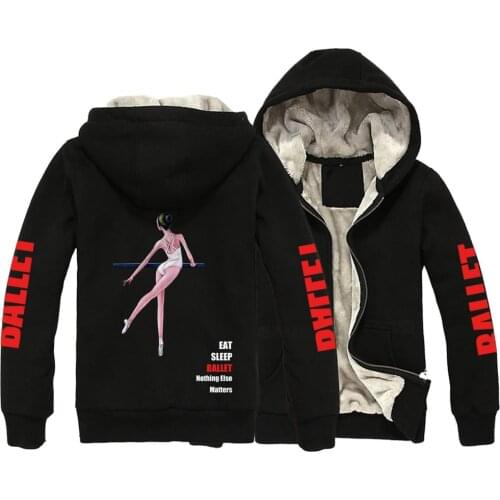 Elegant Dancer Daily Training Life Eat Sleep Ballet Woman Girl Parkas Full Zip Coat Plus Velvet Autumn Winter ZIIART