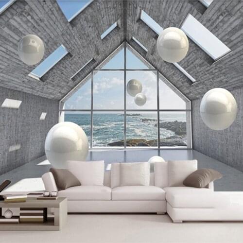 Photo Wallpaper 3D Architectural Space Scenery Stereo Sphere Murals Living Room TV Sofa Background Wall Self-Adhesive Stickers