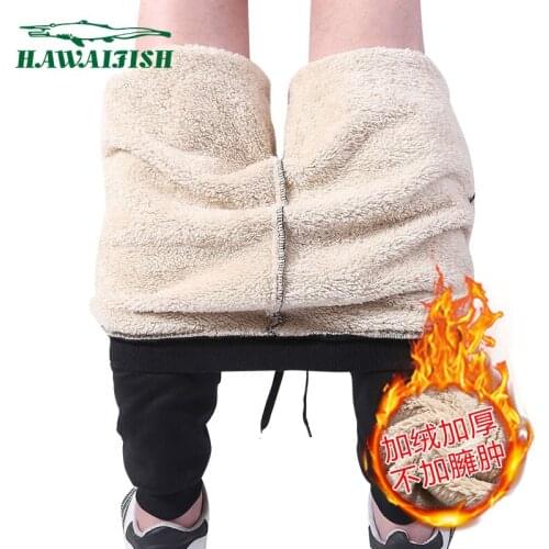 Hawaifish brand mens pant 2021 Plus velvet thick mens sports pants high quality winter warm lamb fashion style sweat trousers