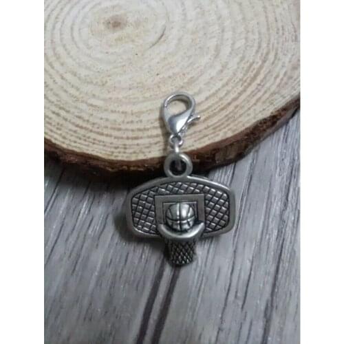 HOT !!! Tibetan silver Lobster Clasp Alloy Basketball/Basketball Stand Charm Keychain&Necklace pendant DIY Accessories 40pcsC225