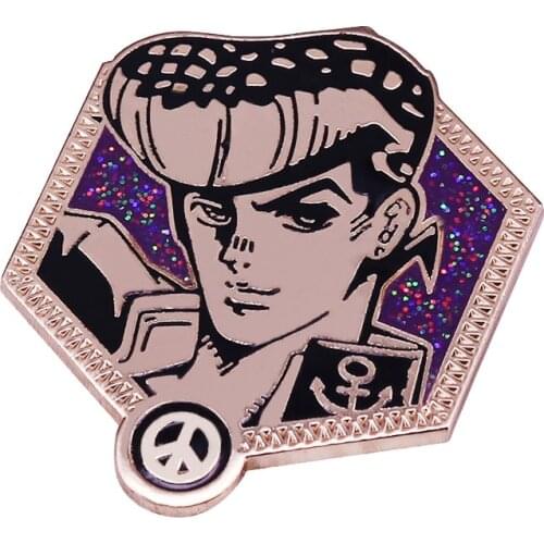 JJBA Golden Josuke Lapel Pin Really Sexy Fighter With Spongy Hair Japan Anime Fans Perfect Collection