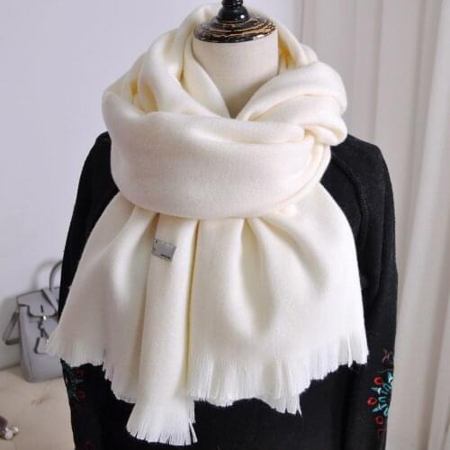 Korean Womens Monochrome Thickened Short Beard Scarf.Solid Color Cashmere Like Thermal Scarf.High Grade Solid Short Beard Scarf