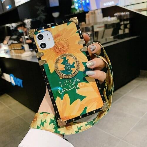 Sunflower Pattern Square Case For Samsung A50 A70 S10 Plus Note 10 Plus Note 9 Note 8 S10 Lite A30 A20 S20 Plus S20 Ultra Cover