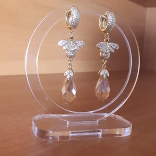 Fashion Round Acrylic Jewelry Earring Hanging Rack White Clear Stud Holder Exhbit Wedge Rack Shelf Joyeros Organizador de Joyas