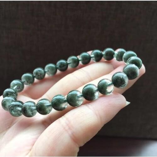 8mm Genuine Natural Green Phantom Quartz Bracelet Women Men Crystal Clear Round Beads Stretch AAAAAA
