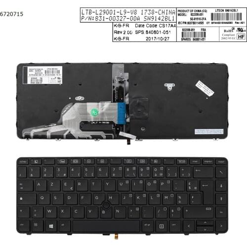 FR New Keyboard for HP 430 g3 g4 440 g3 g4 446 g3 BLACK Frame With Backlit With Pointing Stick Laptop