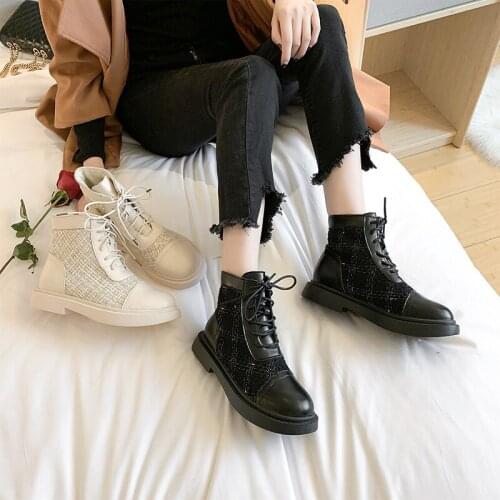 2020 new Women Canvas boots Womens Lace Up Slip Women Boots Round Head Boots Leather Shoes Ankle Boots Ladies Shoes U15-03