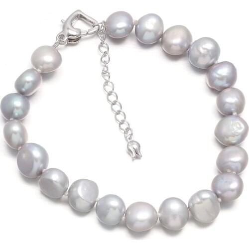 New Natural Freshwater Pearl Bracelets For Women Classic Style White/Grey Pearl Jewelry Gifts Fashion Bracelet Bangle