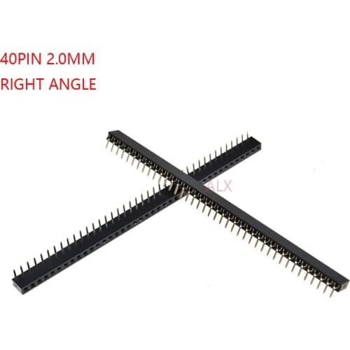 5PCS 1X40 PIN Single Row Right Angle FEMALE PIN HEADER 2.0MM PITCH Strip Connector Socket 1*40 40p 40PIN 40 PIN FOR PCB BOARD