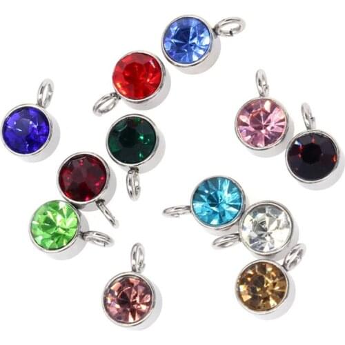 DIY Retro Simple Stainless Steel Birthstone Series Pendant metal material Handmade Jewelry Necklace Accessories For Women