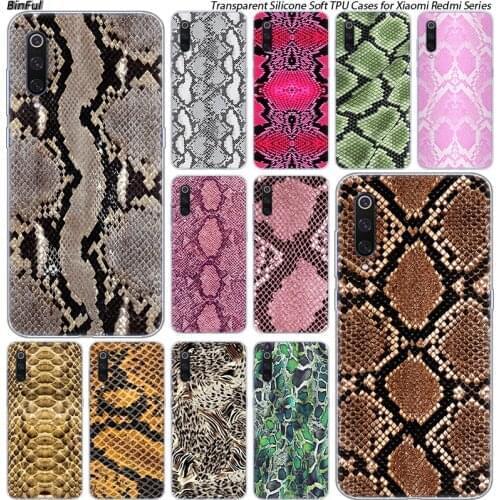 Leopard print Snake skin Silicone Case For Xiaomi Pocophone F1 9T 9 9SE 8 A2 Lite A1 A2 Mix3 Redmi K20 7A Note 4 4X 5 6 7 Pro S2