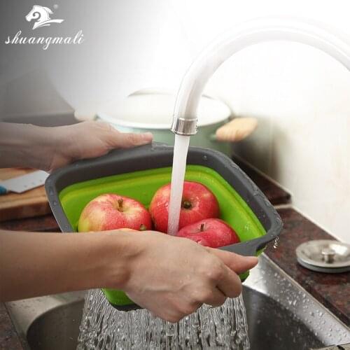 Foldable Vegetable Colander Food Grade Silicone Kitchenware Pasta Strainer Fruit Washing Basket Strainer Collapsible Colander
