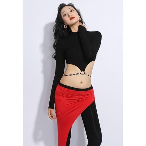 Belly Dance top belly dance suit belly dance training dress womens dance suit fashion contrast color drill chain pants