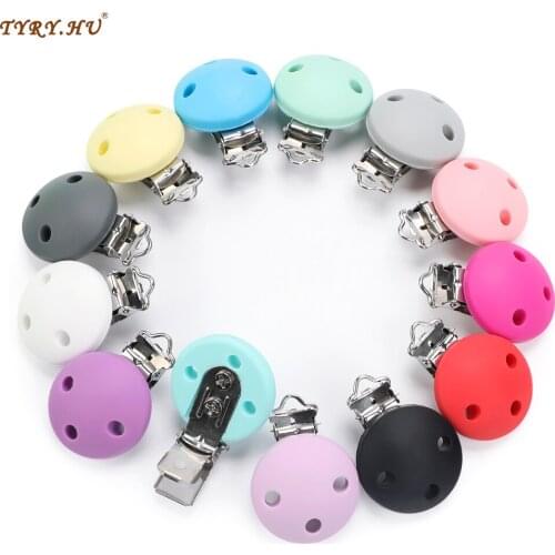 TYRY.HU 20pcs/set Round Pacifier Clip Silicone Bead Baby Teether teething Accessories Pacifier Holder Clip DIY Tool