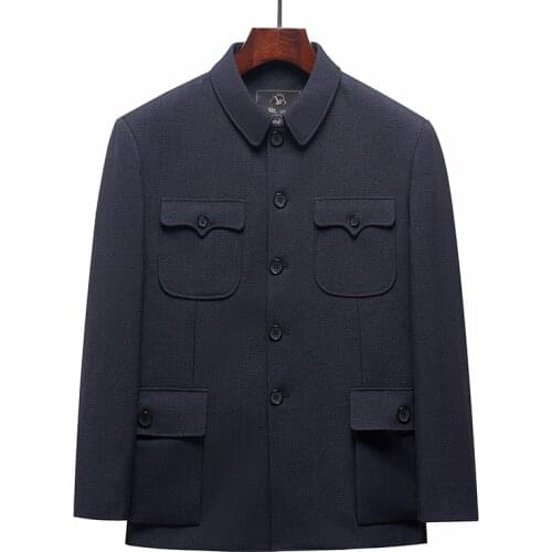 Spring Autumn Chinese Tunic Mao Suit Blazer Men Classical Vintage Sun Yat Sen Zhongshan Suit Jacket Male Elegant Ethnic Outfits