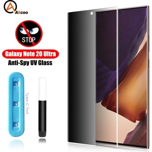 Galaxy Note 20 Ultra Anti-Spy Tempered Glass Screen Protector UV Full Glue for Samsung S8 9 10 20 Plus Note 8 9 10 5G Protector