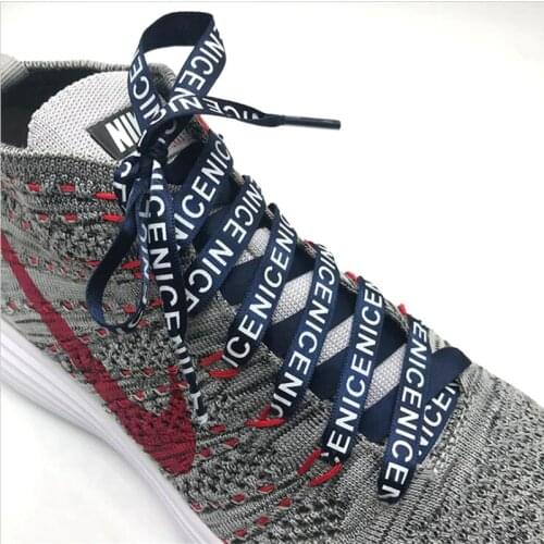 1 Pair New Nice Letter Printed Laces 1CM Width 100CM Length Canvas Sneakers shoelaces Flat Shoe Laces Strings