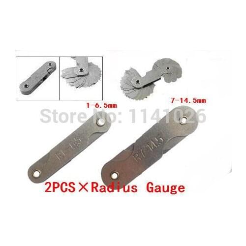 Free Shopping 2PCS Radius gage, Stainless Steel Radius Gauge Gauge 1-6.5mm and 7-14.5mm